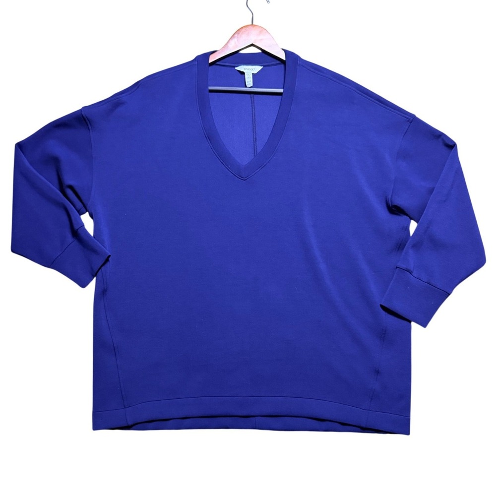 Spanx Top Womens 2X AirEssentials V-Neck Royal Blue Relaxed Pullover EUC
